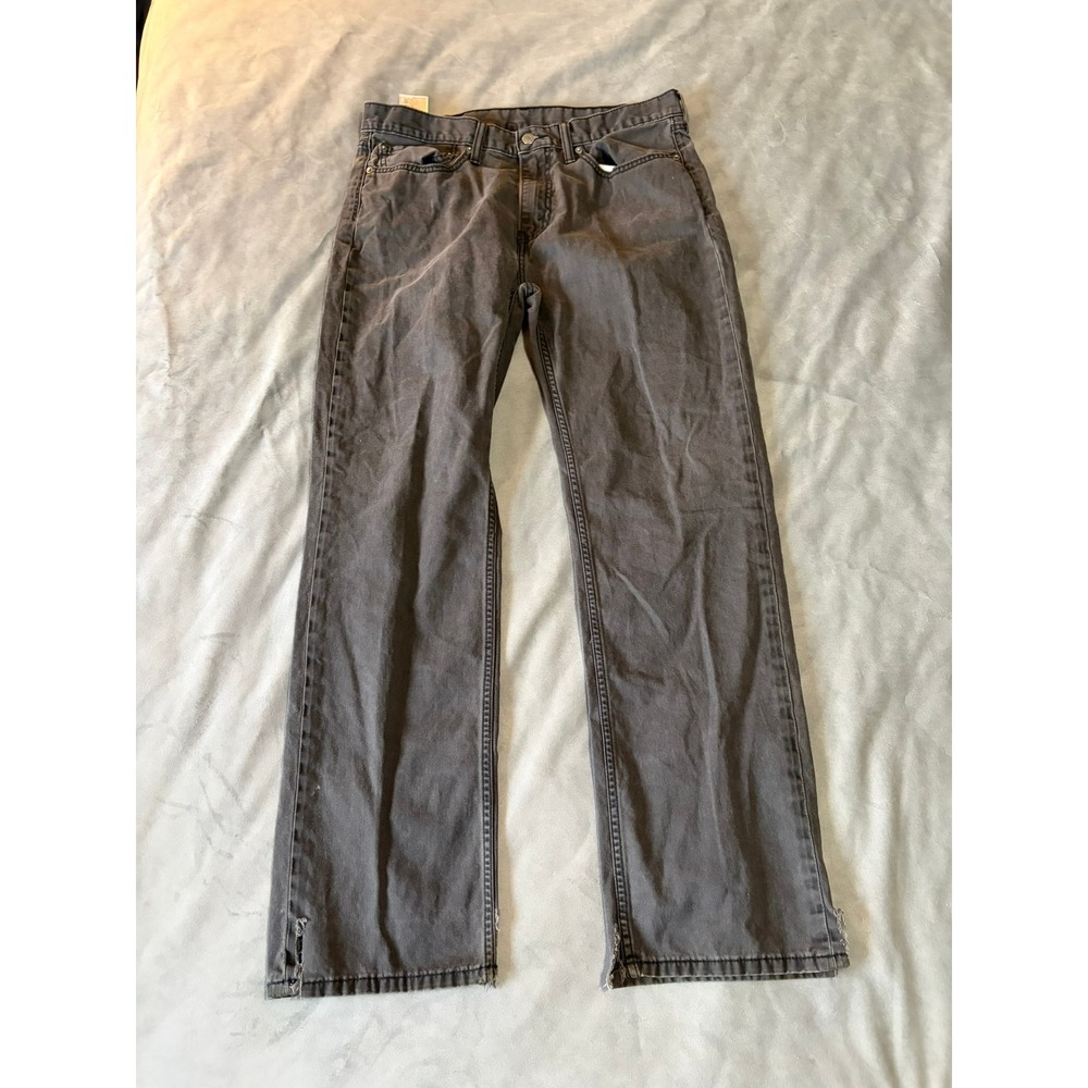 Levis 514 Straight Fit Grey Denim Jeans Mens 35x32 Faded 00514-0408